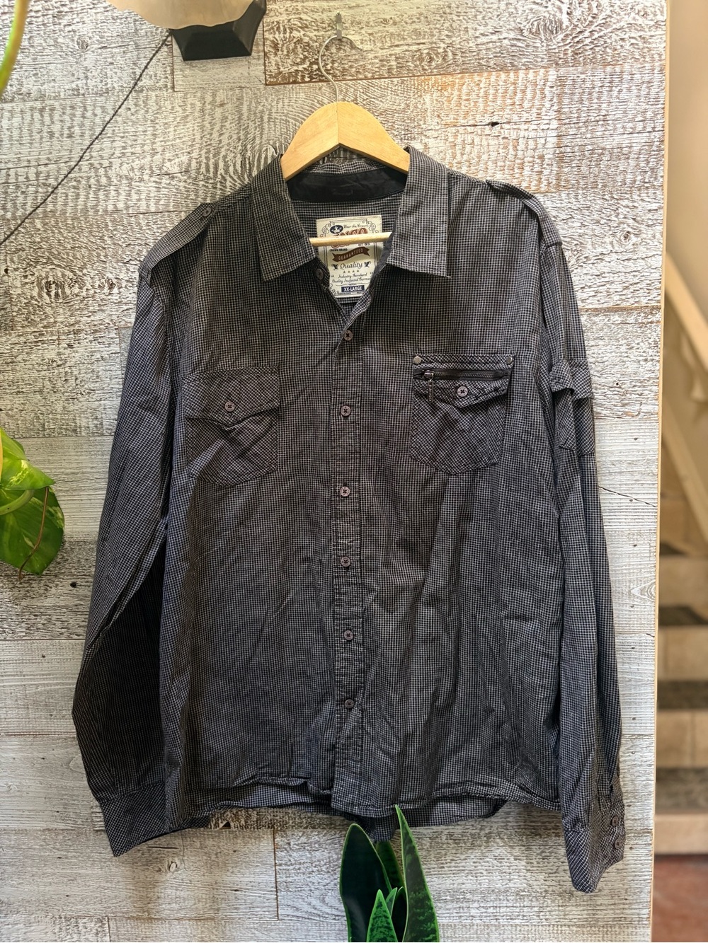 JNCO | Vintage Y2K Grid/Graph Check Button-Up Shirt - Men's XL/XXL, Black/White